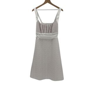 Vintage Milkmaid Y2K Cream Eyelet Satin Trim Bow Party Dress Deadstock Size 16